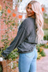 Gray Christmas Wreath Print Corded Pullover Sweatshirt